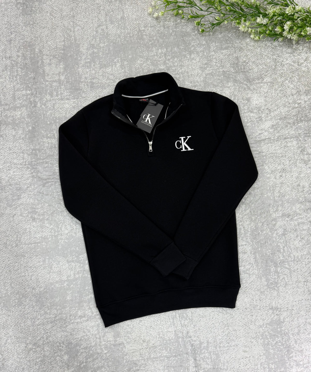 CK fermuarlı sweatshirt siyah
