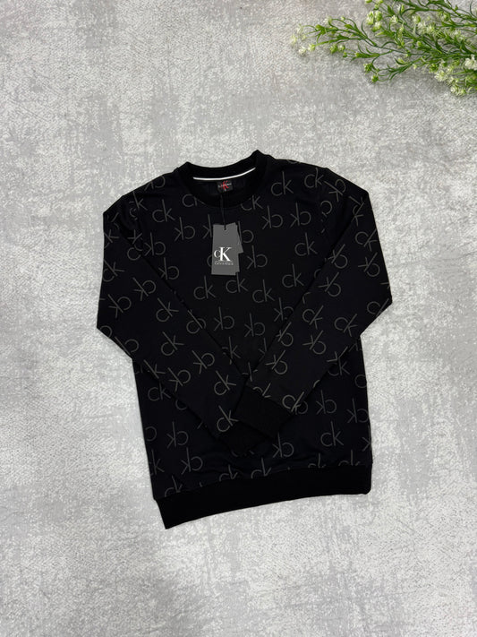 CK desenli sweatshirt siyah