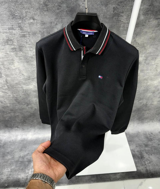TOMMY polo sweatshirt siyah