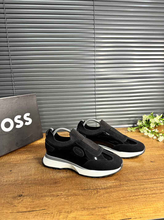 BOSS ayakkabı 02 rugan süet siyah beyaz