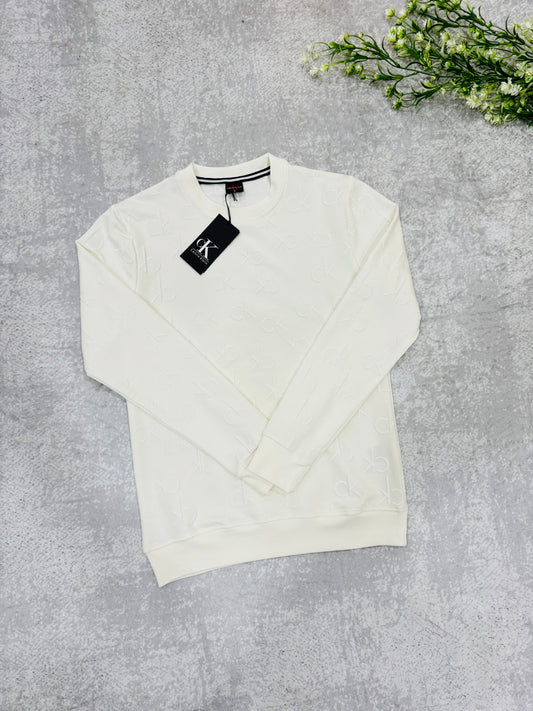 CK desenli sweatshirt beyaz