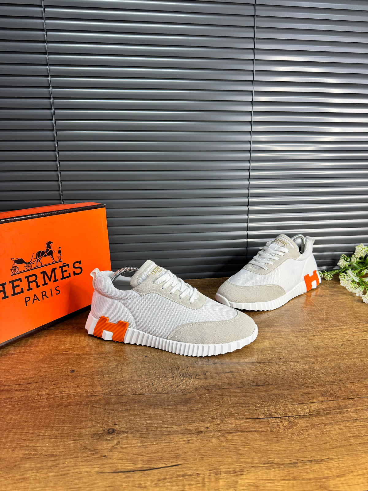 HERMES ayakkabı ÖRME beyaz turuncu