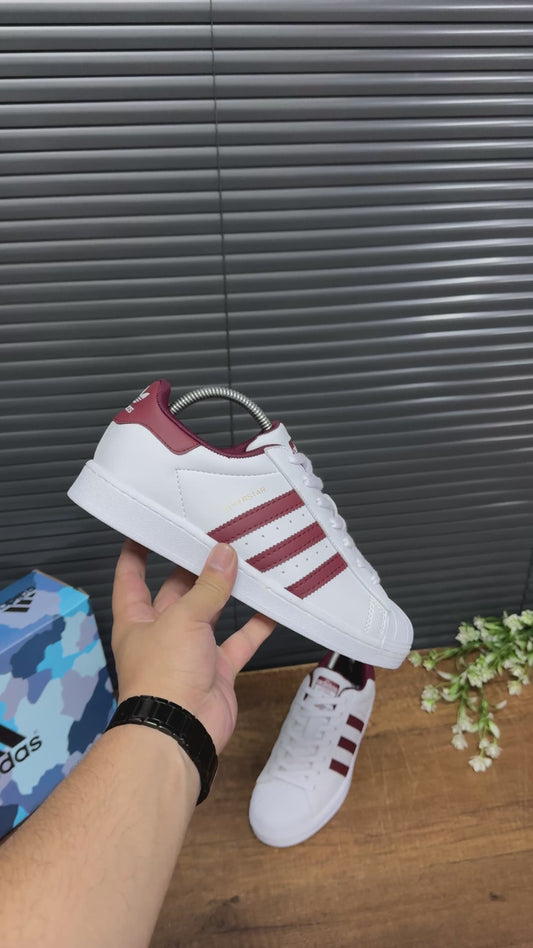 ADS ayakkabi Superstar beyaz bordo